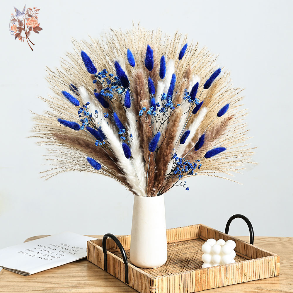 Dried Flower Bunch - 70 haste azul fofo coelho cauda