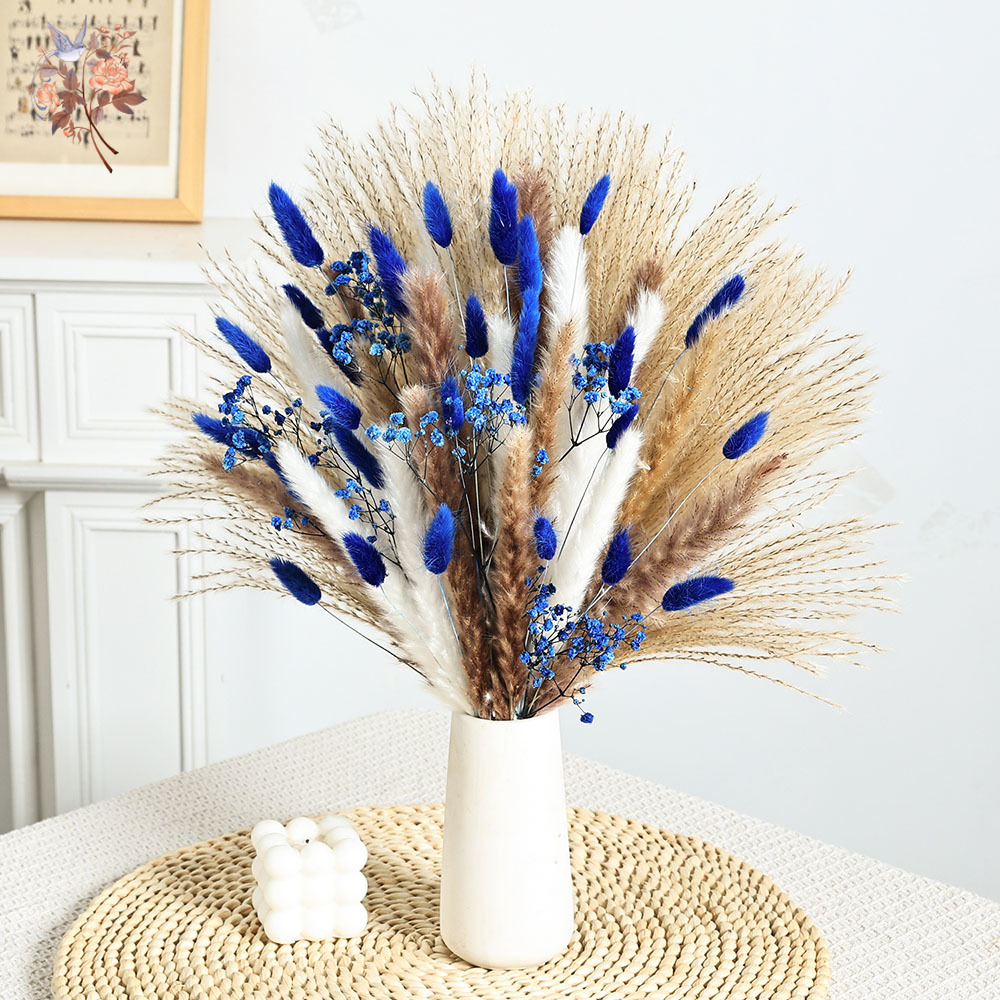 70 haste azul fofo coelho caud - Dried Flower Bunch avaliação e preço