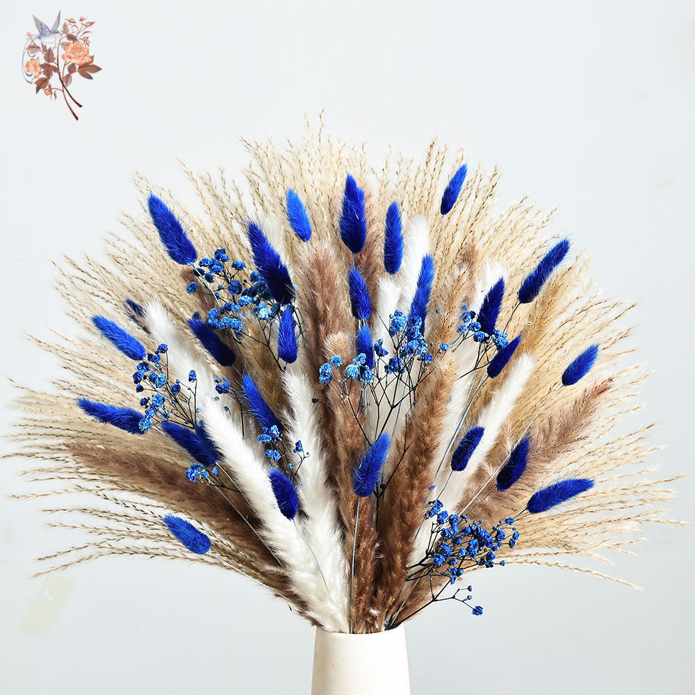 70 haste azul fofo coelho caud - Dried Flower Bunch avaliação e preço