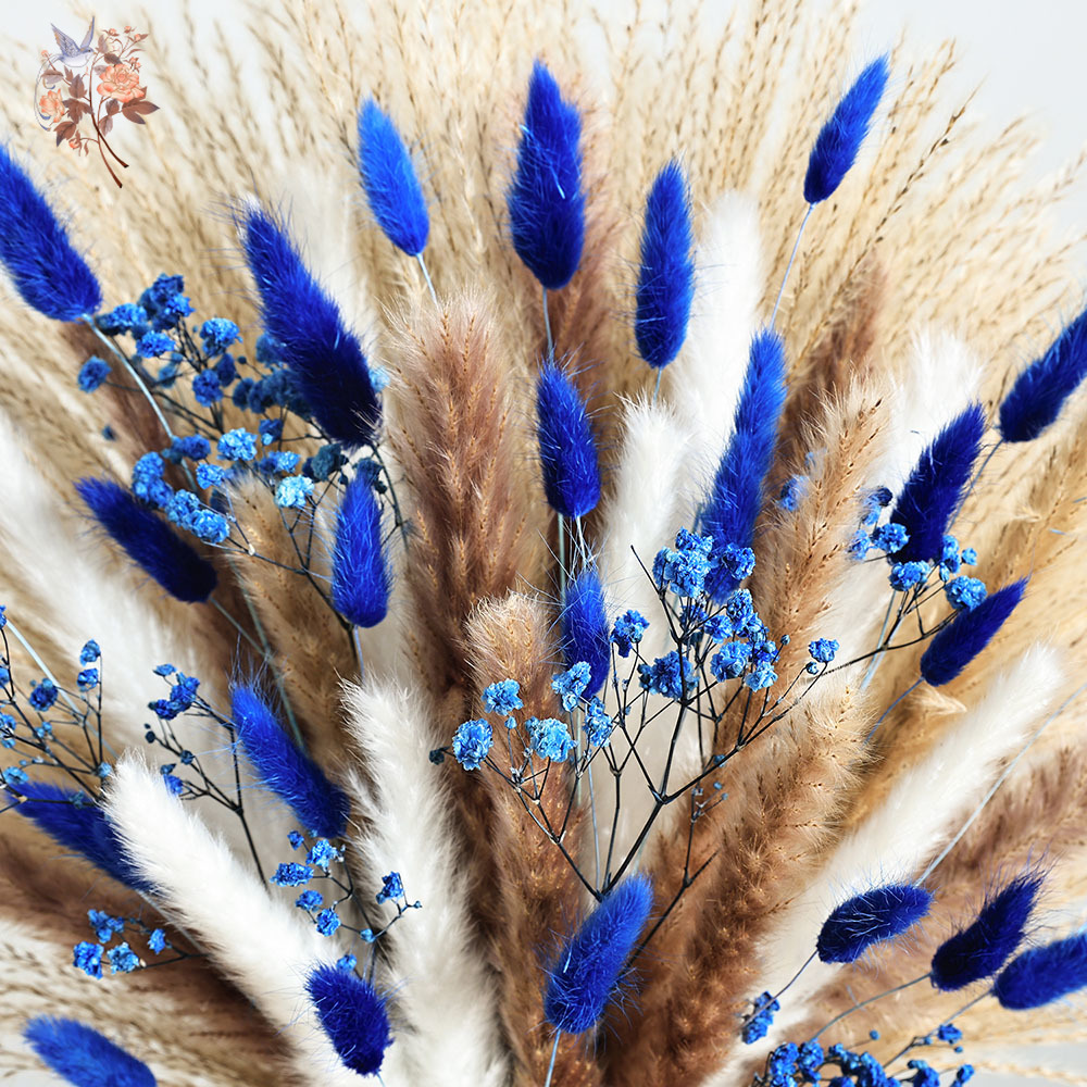 70 haste azul fofo coelho caud - Dried Flower Bunch avaliação e preço
