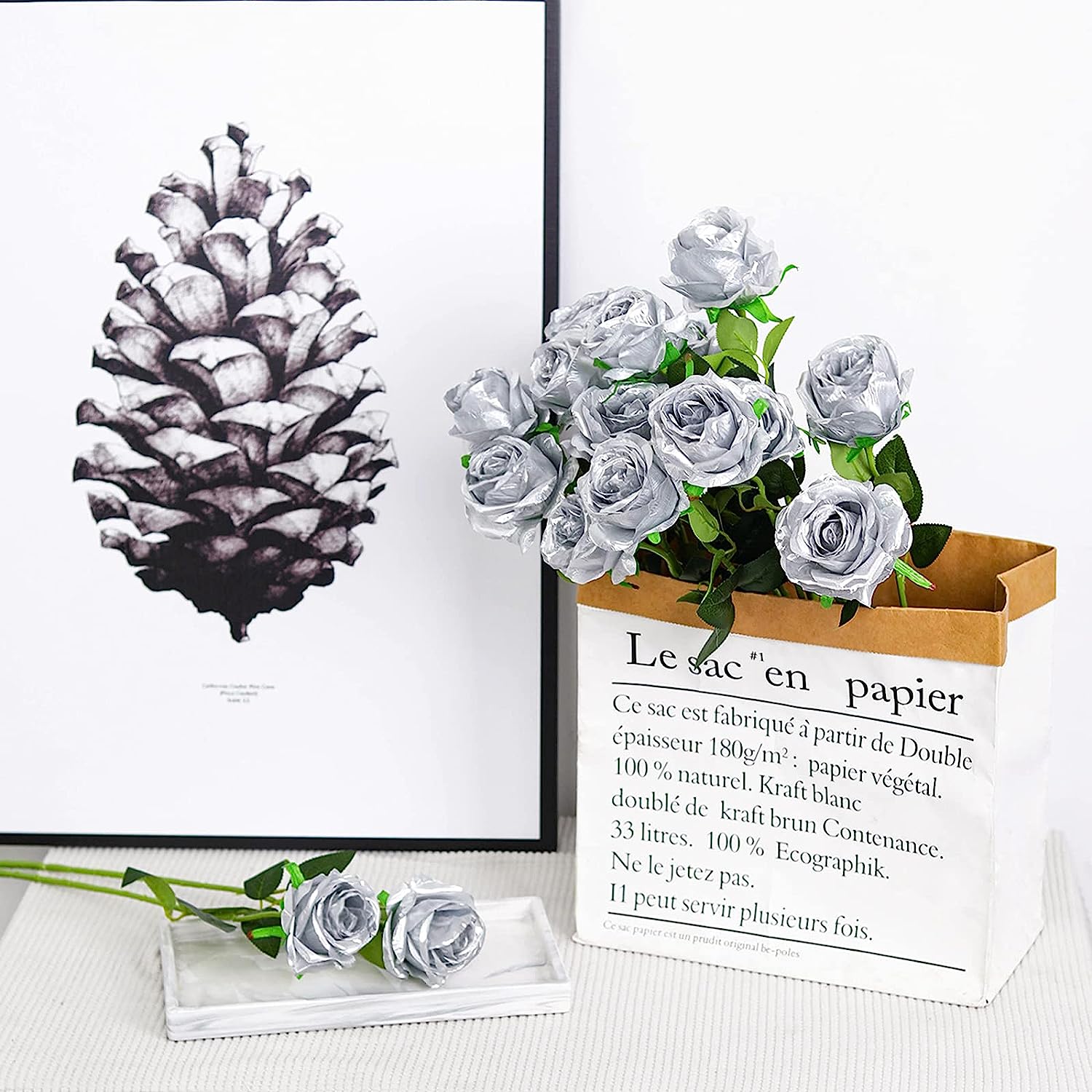Rosa de haste longa de prata a - Dried Flower Bunch avaliação e preço